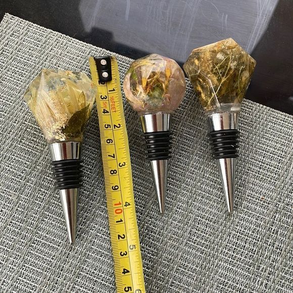 Handmade Pressed Flower Round Top Wine Stop Lavender - Picture 12 of 13